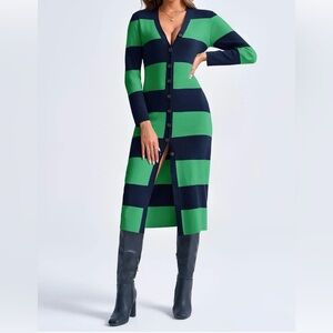 Striped Green and Navy Cardigan